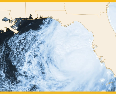 Hurricane Milton hitting Florida graphic